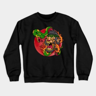 Green Viper And Fire Grey Monkey Crewneck Sweatshirt